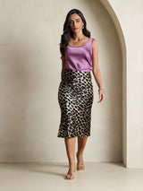 [Leopard] SilkSilky-UK 19Momme Pure Silk Skirt 006,
