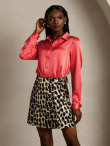 [Imperial Red] SilkSilky-UK Long Sleeve Lapel Collar Women's Shirt 005