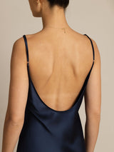 [Dark Blue] SilkSilky-UK Spaghetti Strap U Neck Dress 005