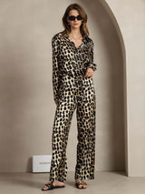 [Leopard] SilkSilky-UK 19Momme Silk Collar Women''s Outfit Sets 003