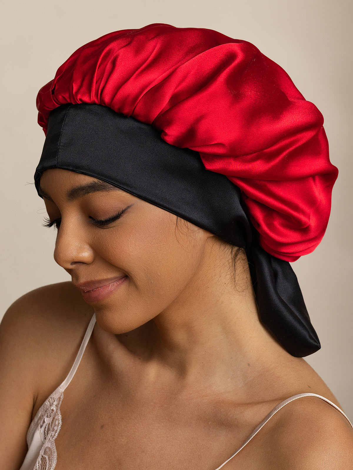 SilkSilky-UK Pure Silk Sleep Cap Wine 002