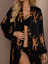 [Black Tiger] SilkSilky-UK Long Sleeve Women's Dressing Gown 004
