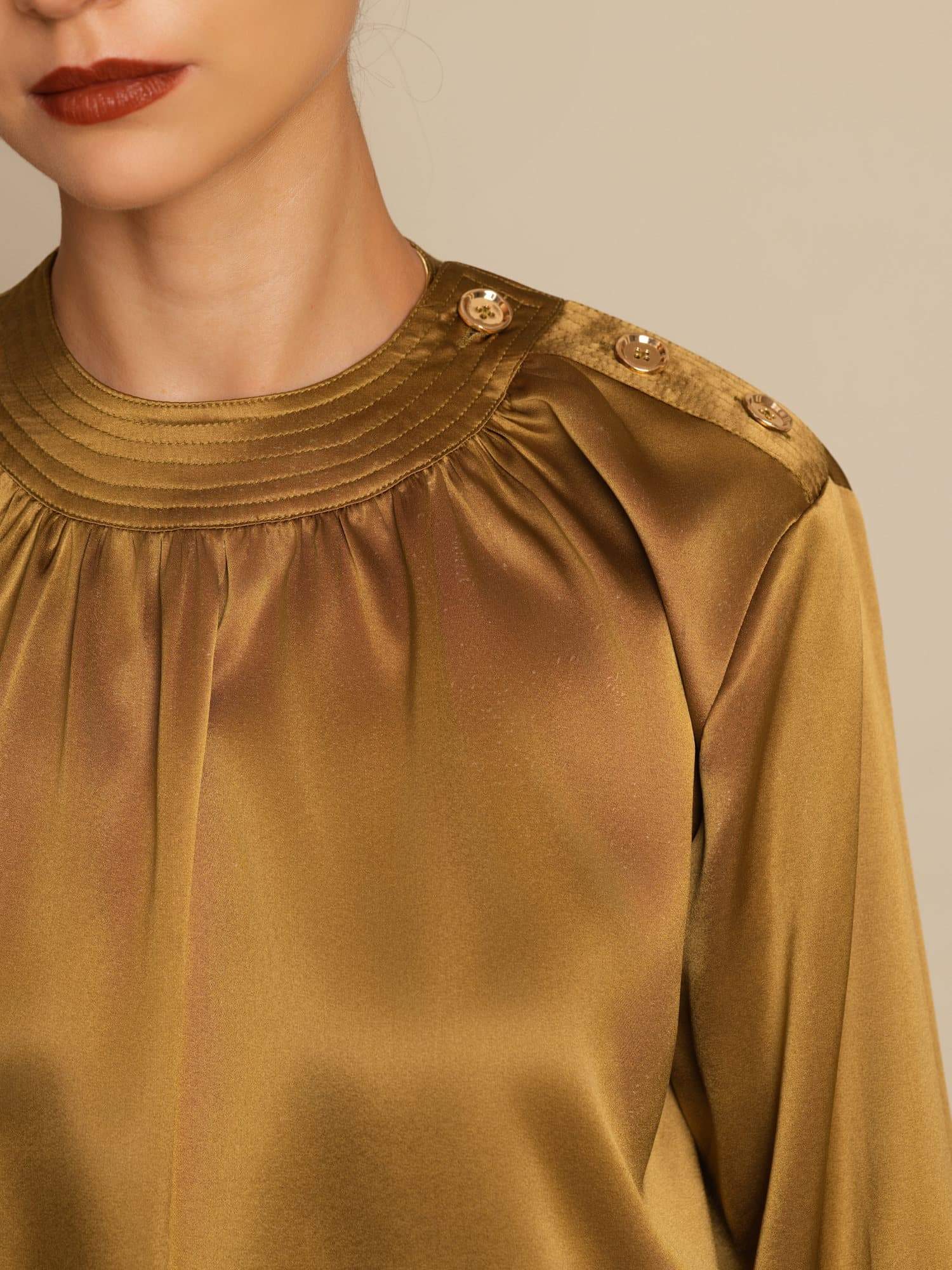 [Bronze] SilkSilky-UK 19Momme Silk Long Sleeve Round Neck Blouse 005