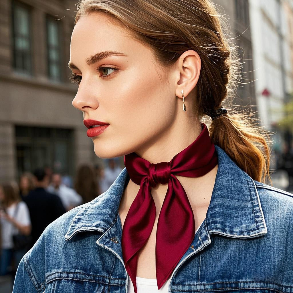 [Dark Red] SilkSilky-UK Pure Silk Scarf 001