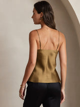 [Coffee] SilkSilky-UK Spaghetti Strap V Neck Camisole 002