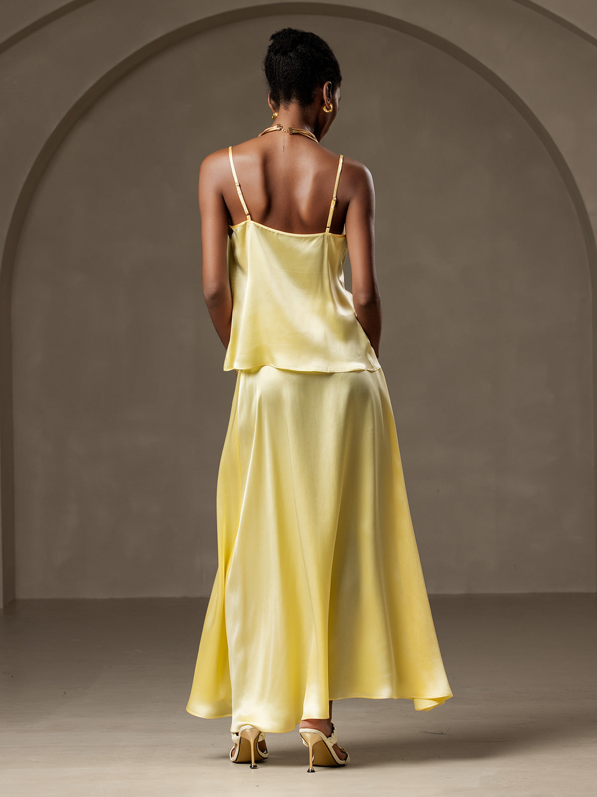 [Light Yellow] SilkSilky-UK 19Momme Silk Skirt 004