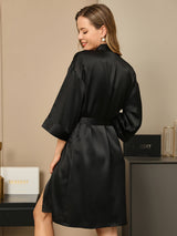 [Black] SilkSilky-UK 3/4 Sleeve Women's Dressing Gown 002