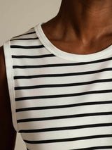 [White Stripe] SilkSilky-UK Sleeveless Round Neck Camisole 004