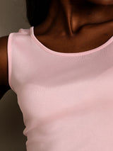 [Pink] SilkSilky-UK 100% Silk Jersey Sleeveless Round Neck Women's T-Shirt 008