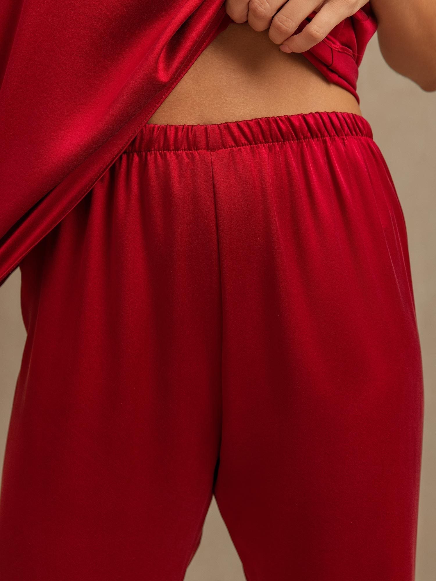 [Wine] SilkSilky-UK 19Momme Machine-Washable Silk Womens Pajamas 003