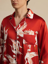 [Wine] SilkSilky-UK Long Sleeve Lapel Collar Men's Pyjamas 007
