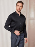 SilkSilky UK Silk Long Sleeve Collar Men's Shirt Black 004