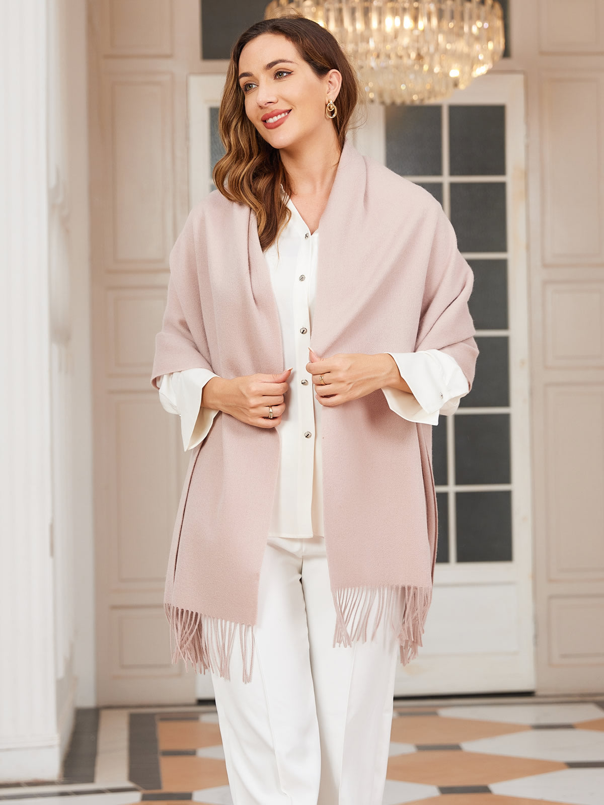 [Light Beige] SilkSilky-UK Wool Scarf 002