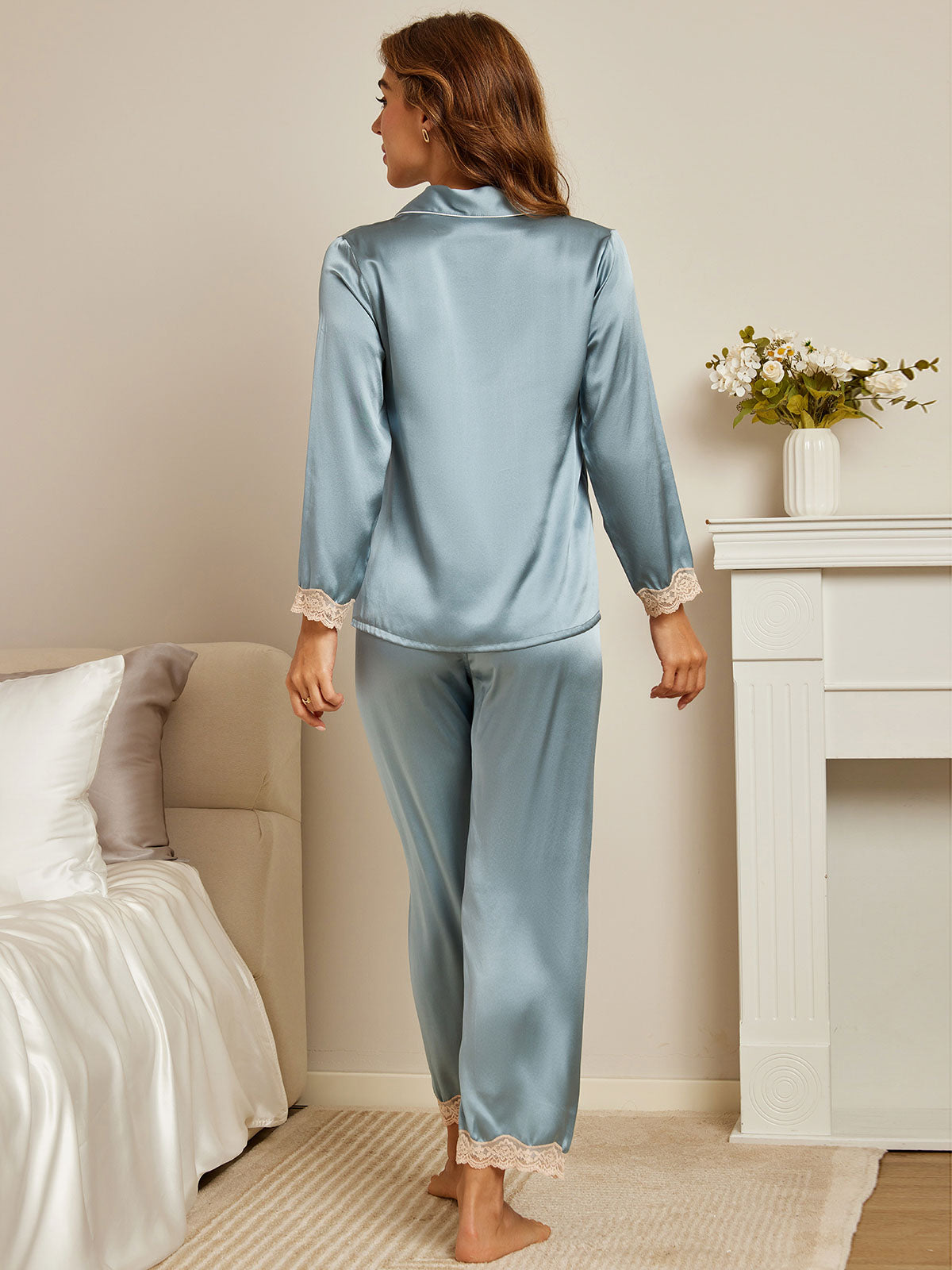 SilkSilky-UK-Pure-Silk-Long-Sleeve-Lapel-Women's-Pyjamas-Steel-Blue-002