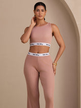 [Pink] SilkSilky-UK Sleeveless Crew Neck Women's Outfit Sets 003