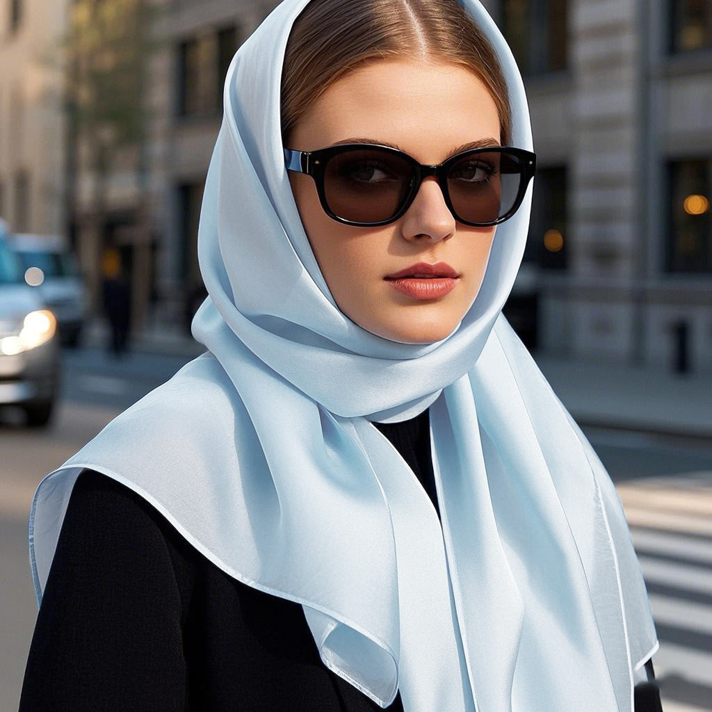 SilkSilky-UK Pure Silk Scarf LightBlue 004