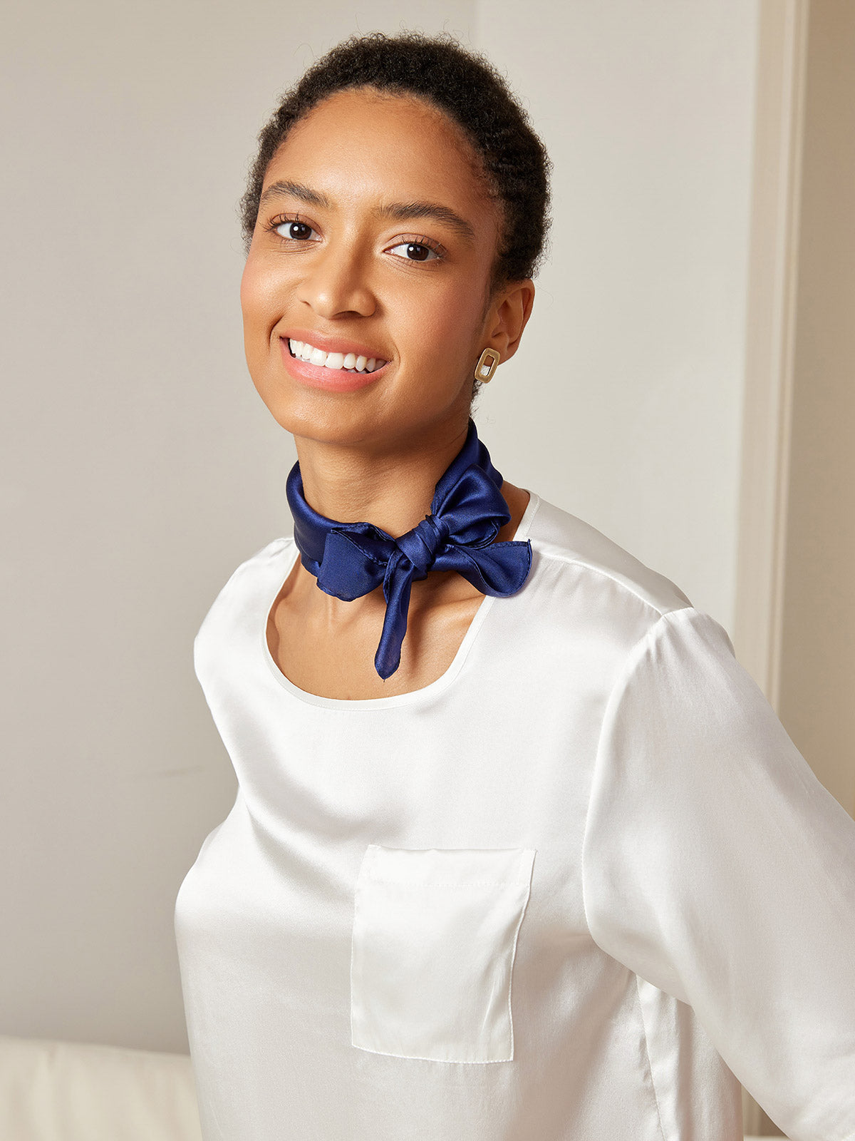 [Dark Blue] SilkSilky-UK Pure Silk Scarf 003