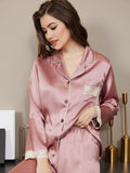 SilkSilky UK Pure Silk Long Sleeve Lapel Women's Pyjamas PaleMauve 003