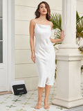 SilkSilky UK Silk Sleeveless Cowl Neck Dress White 004