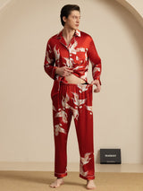 [Wine] SilkSilky-UK Long Sleeve Lapel Collar Men's Pyjamas 008