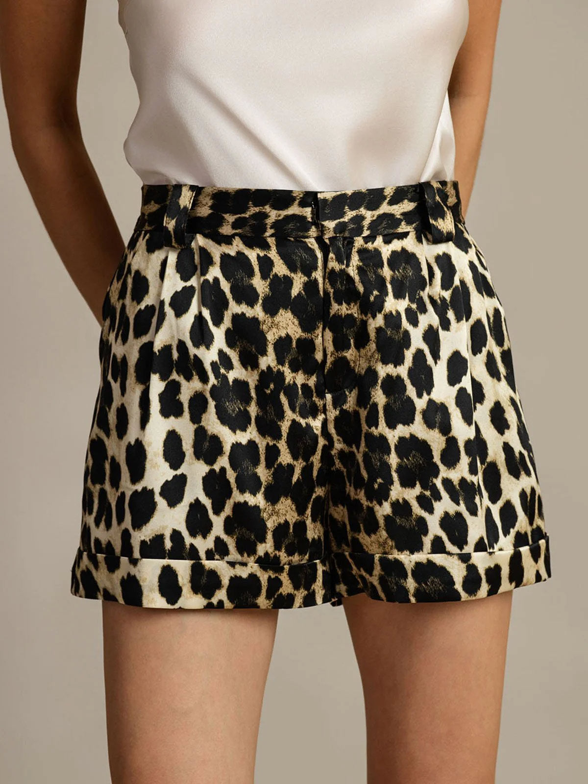 [Leopard] SilkSilky-UK 19Momme Silk Womens Shorts 004