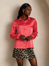 [Imperial Red] SilkSilky-UK Long Sleeve Lapel Collar Women's Shirt 006