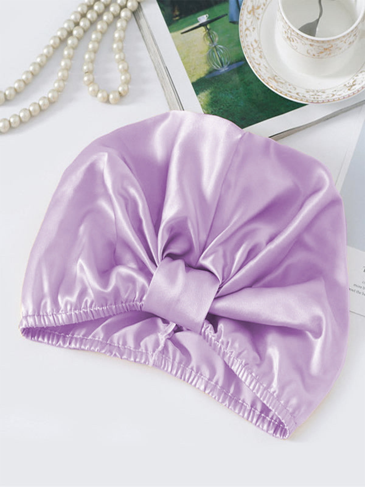 SilkSilky-UK Pure Silk Sleep Cap Lavender 002