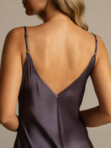 [Purple Gray] SilkSilky-UK Spaghetti Strap V Neck Nightdress 005