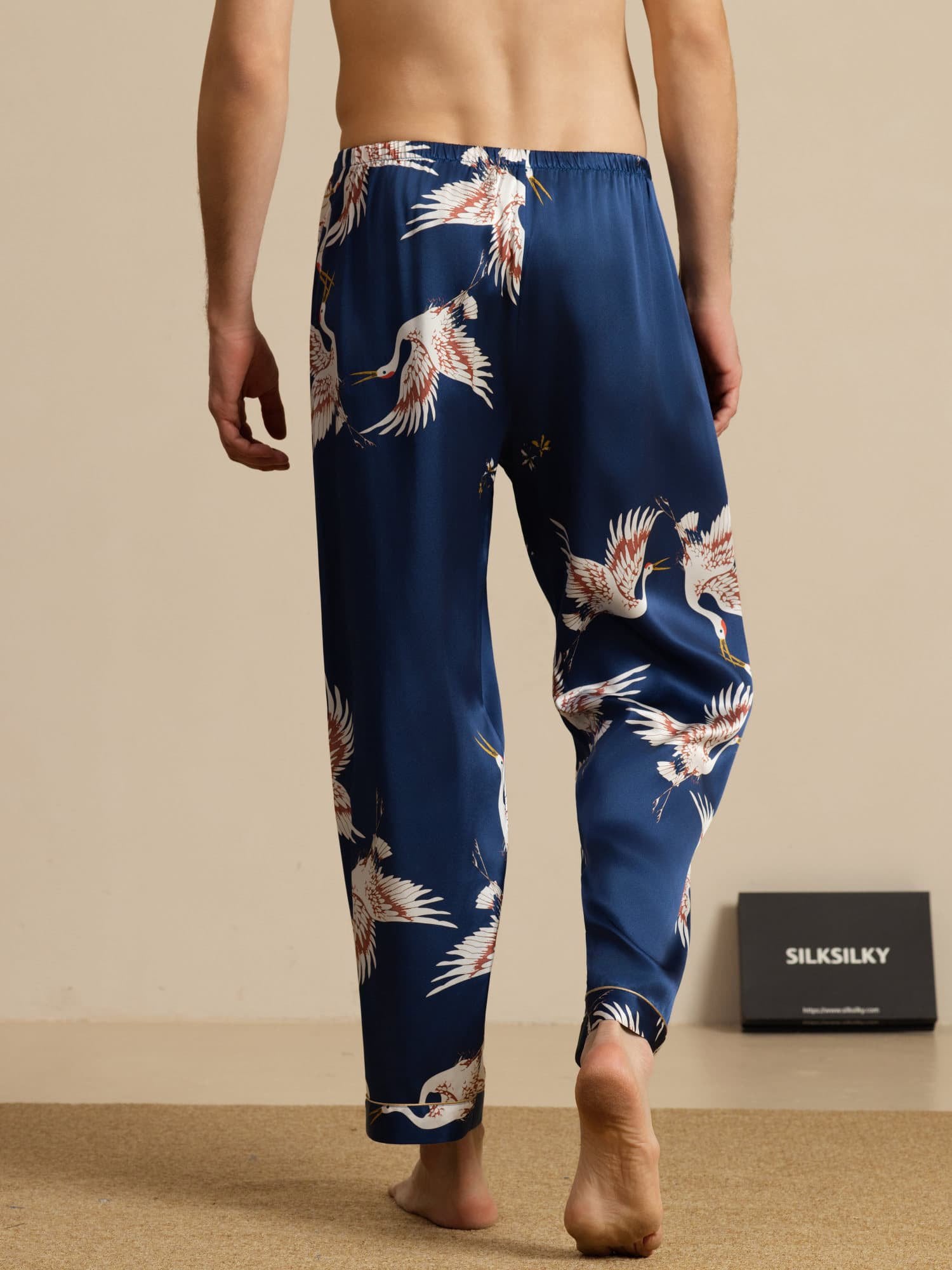 [Dark Blue] SilkSilky-UK 19Momme Mens Sleep Bottoms 002