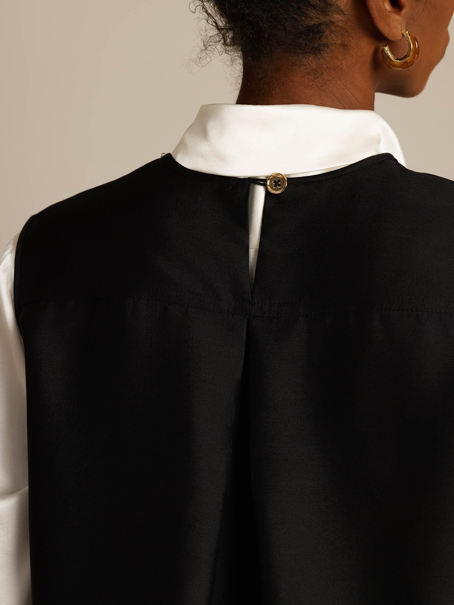 [Black] SilkSilky-UK 32Momme Silk-Wool Blend Womens Vest 005,