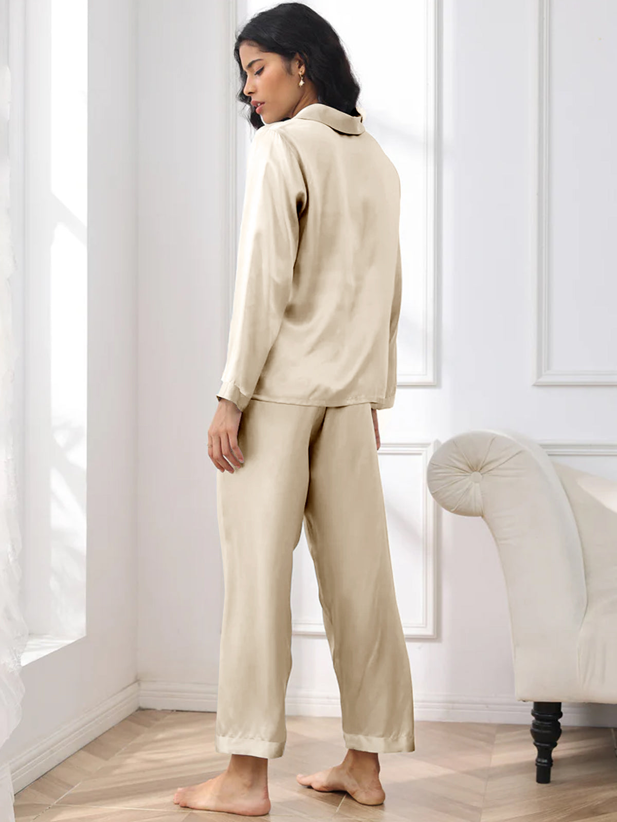 [Champagne] SilkSilky-UK Pure Silk Womens Pajamas 002