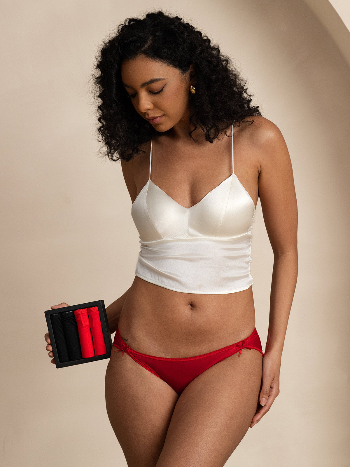[Black+Red] SilkSilky-UK Silk Knitted Panty 009