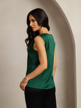 [Dark Green] SilkSilky-UK Sleeveless Round Neck Camisole 002