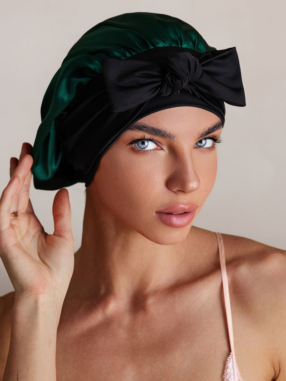 [Dark Green] SilkSilky-UK Pure Silk Sleep Cap 005