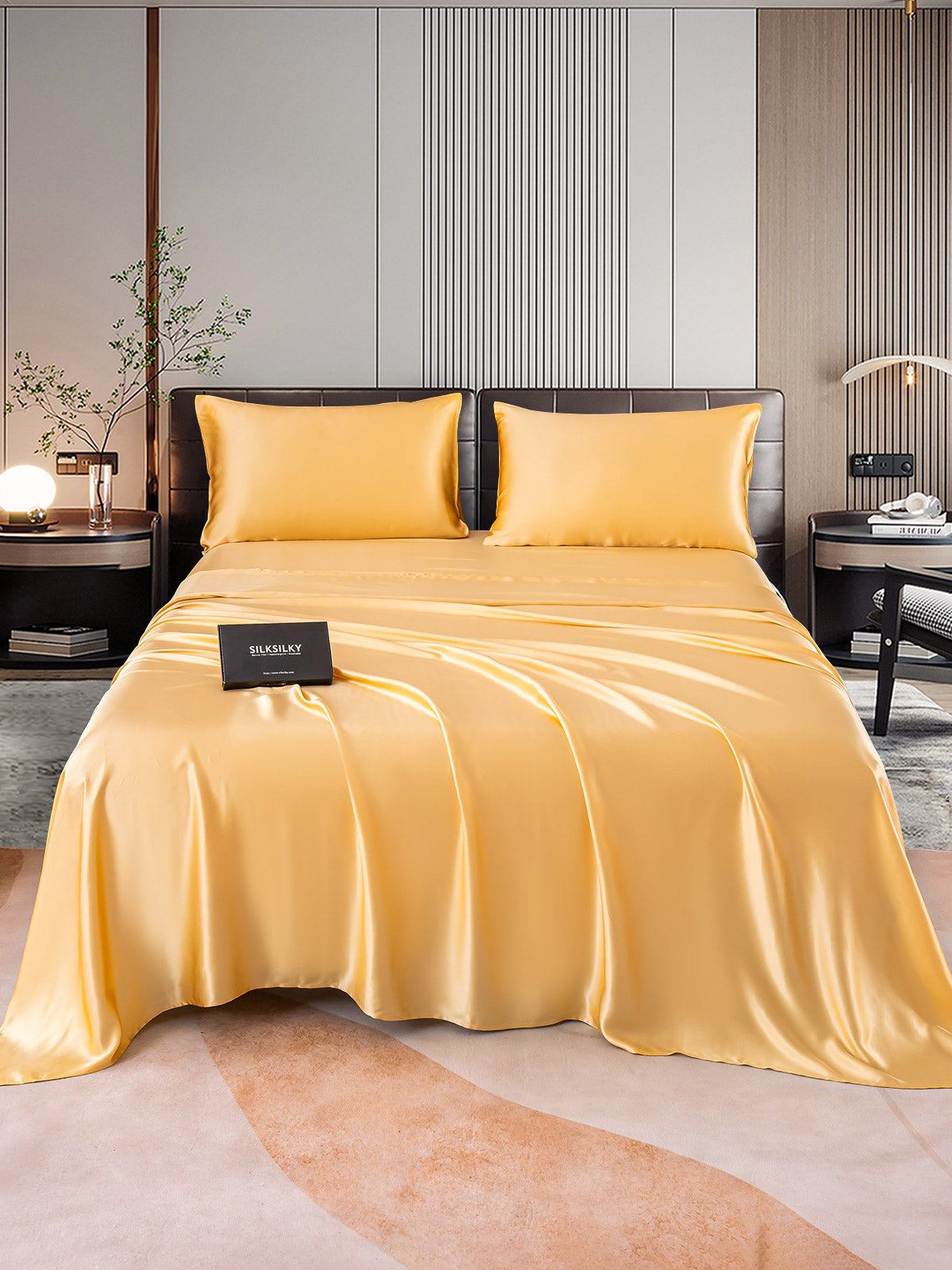 SilkSilky UK 22Momme Pure Silk Bedding Set Champagne 001