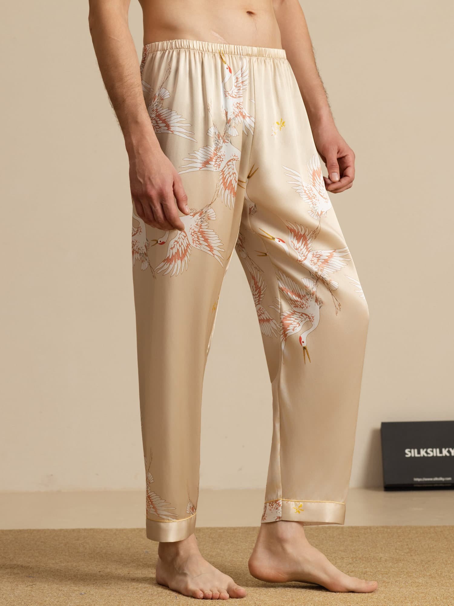 [Champagne] SilkSilky-UK 19Momme Mens Sleep Bottoms 003