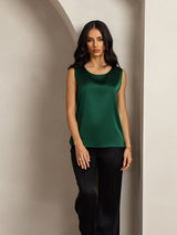 [Dark Green] SilkSilky-UK Sleeveless Round Neck Camisole 003