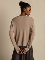 [Tan] SilkSilky-UK Long Sleeve Women's Cardigan 002