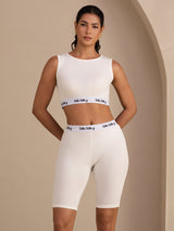 [White] SilkSilky-UK Sleeveless Crew Neck Women's Outfit Sets 001