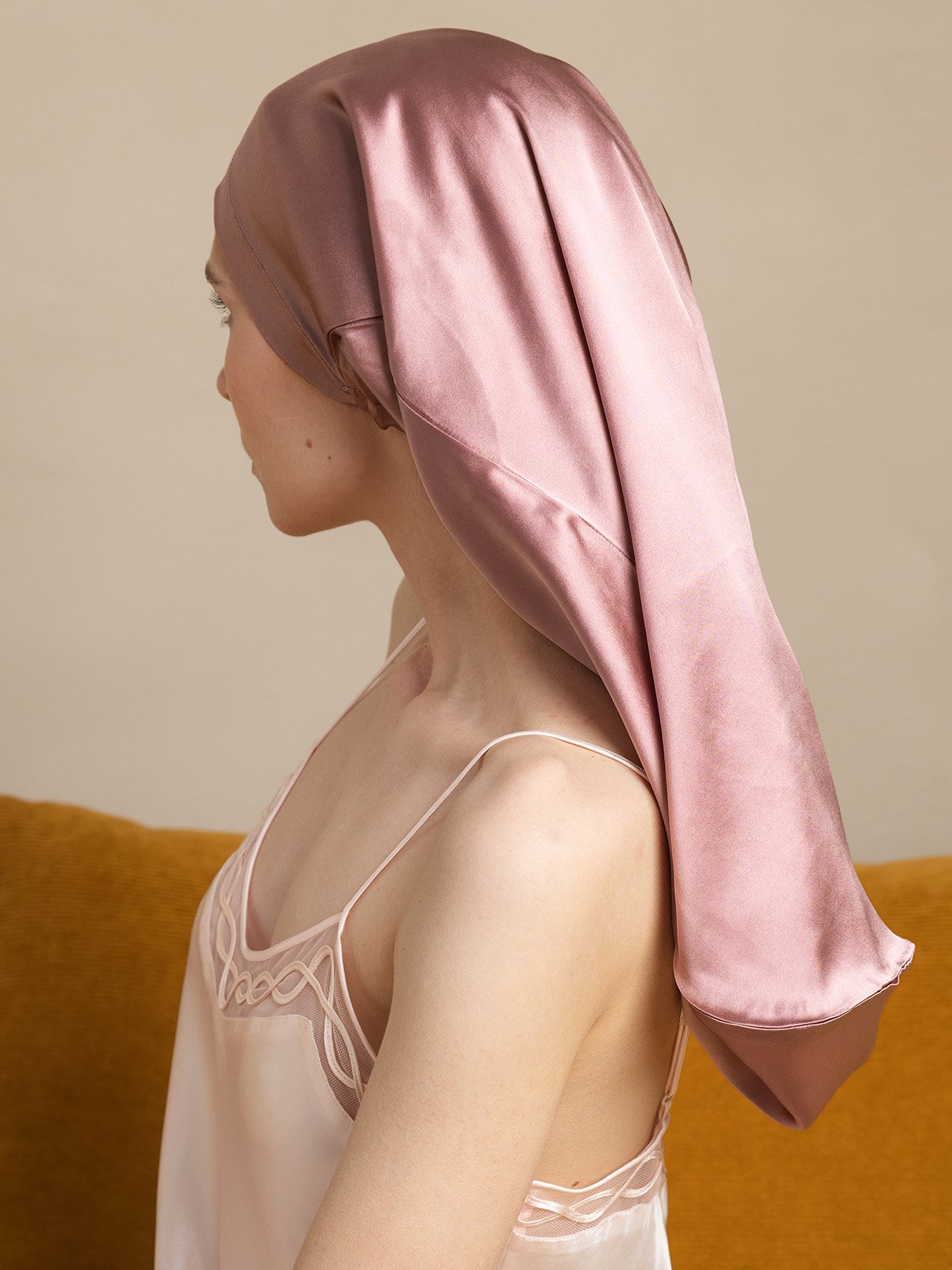 SilkSilky-UK 19Momme Silk Sleep Cap PaleMauve 005