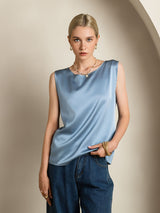 [Grayish Blue] SilkSilky-UK Sleeveless Round Neck Camisole 001