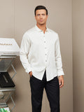 SilkSilky UK Silk Long Sleeve Collar Men's Shirt White 001