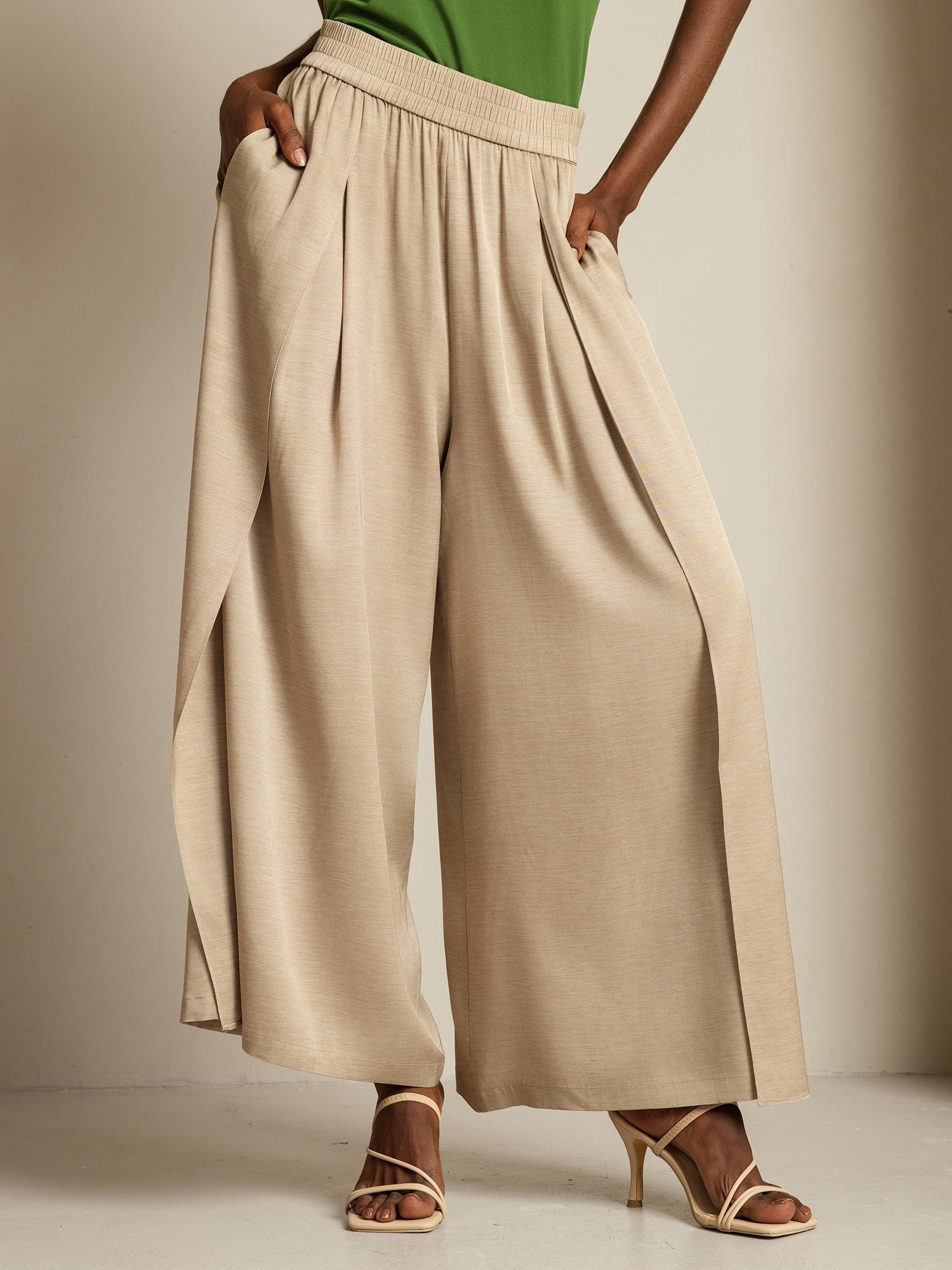 [Tan] SilkSilky-UK 19Momme Silk Womens Pants 001