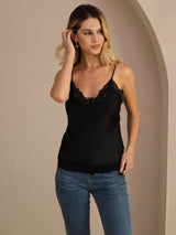 [Black] SilkSilky-UK Spaghetti Strap V Neck Camisole 003