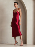 SilkSilky-UK Pure Silk Sleeveless Round Neck Dress Wine 006