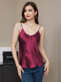 SilkSilky-UK Pure Silk Sleeveless V Neck Camisole Fuchsia 003