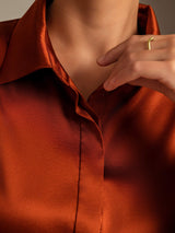 [Caramel] SilkSilky-UK Long Sleeve Lapel Collar Women's Shirt 006