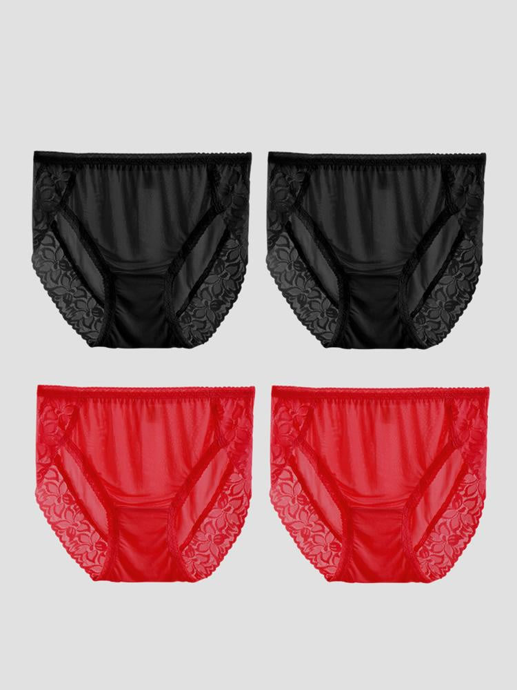 SilkSilky-UK Silk Knitted Panty Black+Red 002
