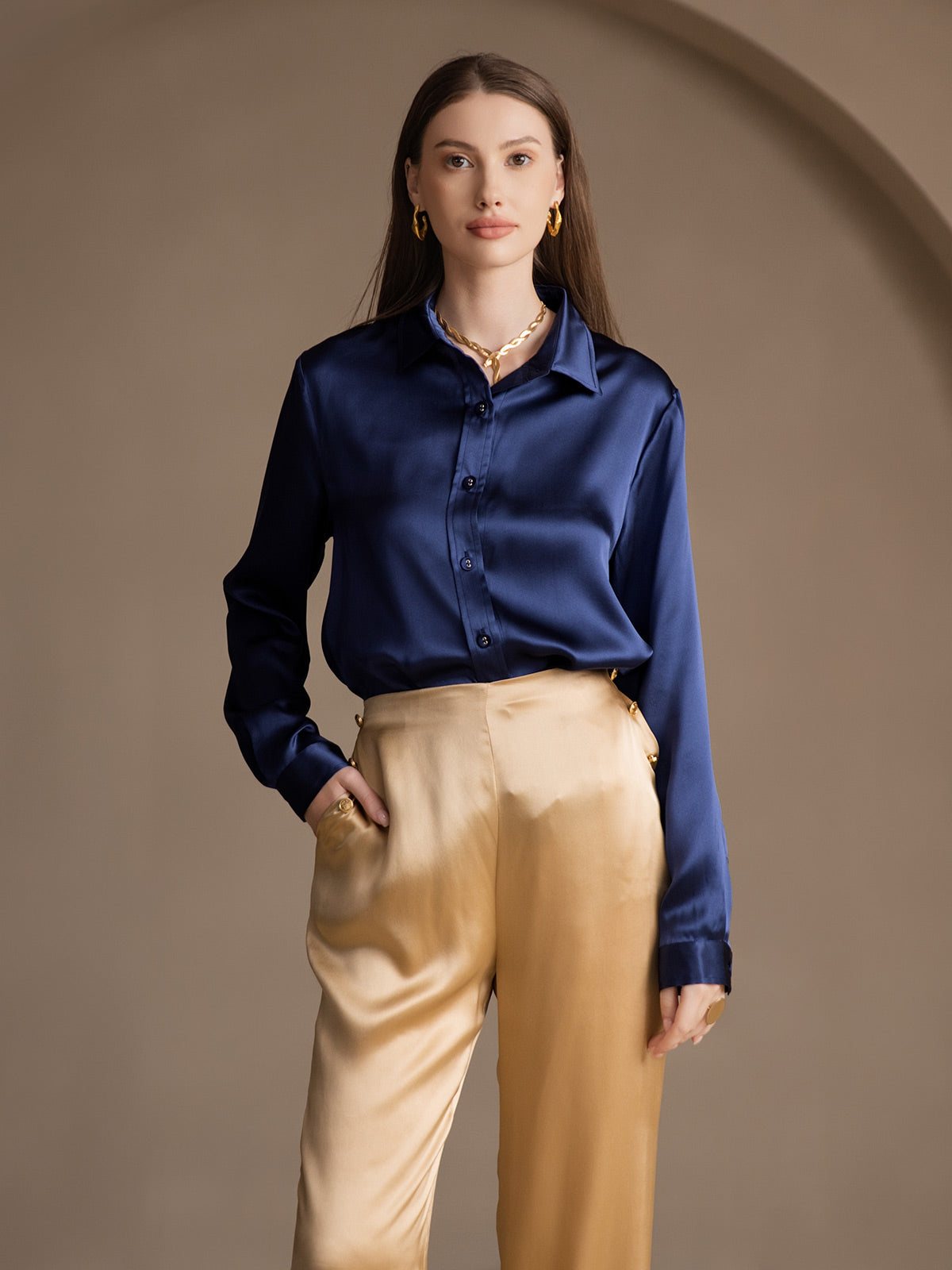 [Champagne] SilkSilky-UK 19Momme Silk Womens Pants 008