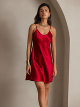 [Wine] SilkSilky-UK Spaghetti Strap V Neck Dress 003